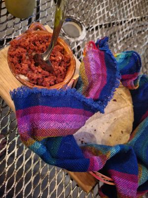 Queso with chorizo at La Rana Vegana in Cabo San Lucas