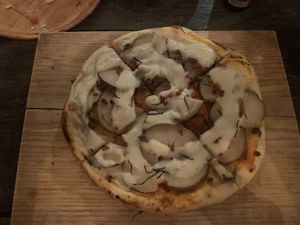 Potato pizza!  at La Rana Vegana in Cabo San Lucas