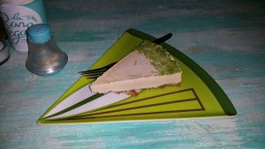 Vegan raw lemon Cheese cake at La Rana Vegana in Cabo San Lucas