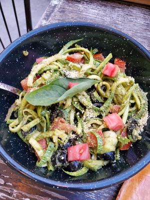 Raw Zucchini Pesto Bowl - wow! at La Rana Vegana in Cabo San Lucas