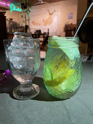 Fruit infused waterr  at La Rana Vegana in Cabo San Lucas