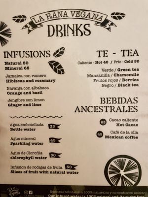 Menu closeup   at La Rana Vegana in Cabo San Lucas