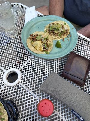 Pastor and asada tacos   at La Rana Vegana in Cabo San Lucas