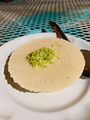 Raw lemon tart - delicious! at La Rana Vegana in Cabo San Lucas