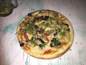 Pizza! at La Rana Vegana in Cabo San Lucas