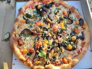 Vegan medley with both cheeses at Ghiringhelli's Pizzeria in Fairfax