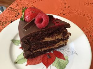 Intérieur du gâteau une fois coupé at Choco & Mousse in Lisbon