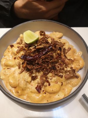 Spicy cheese macaroni - soooo good! at Veganerie - Siam Paragon in Bangkok