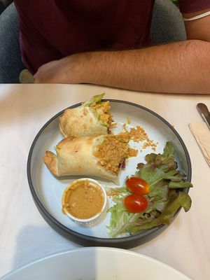 Satay burrito, Indonesian style  at Veganerie - Siam Paragon in Bangkok