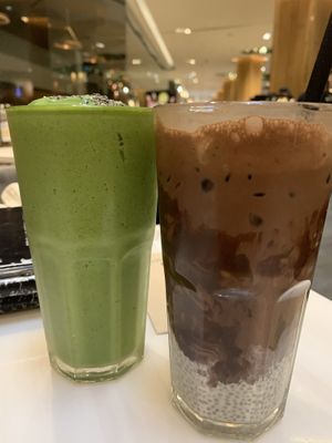 Kale smoothie, no guilt choc smoothie  at Veganerie - Siam Paragon in Bangkok