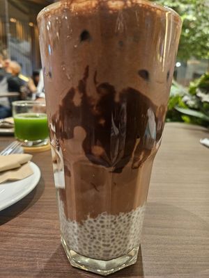 Iced Dark Chocolate with Chia seeds ~ 11/1/24 at Veganerie - Siam Paragon in Bangkok