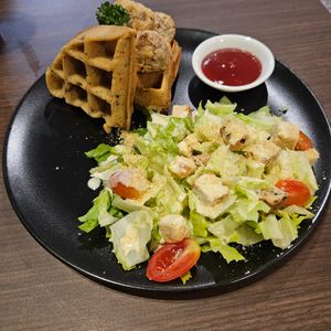 Chicken Waffles at Veganerie - Siam Paragon in Bangkok