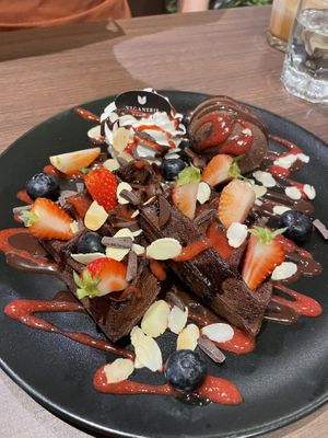 Berry chocolate waffles  at Veganerie - Siam Paragon in Bangkok