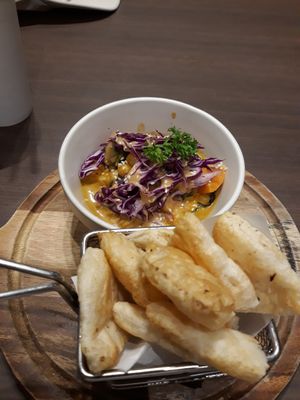 Chickpea and pumpkin curry with roti at Veganerie - Siam Paragon in Bangkok