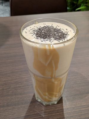 Plant protein shake with almond milk at Veganerie - Siam Paragon in Bangkok