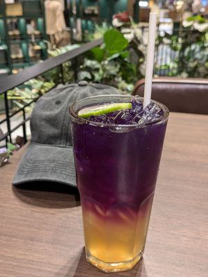 Iced Butterfly Pea and Lime at Veganerie - Siam Paragon in Bangkok