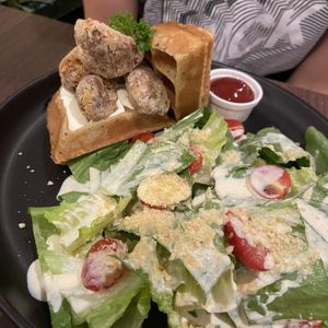 Chicken waffles  at Veganerie - Siam Paragon in Bangkok