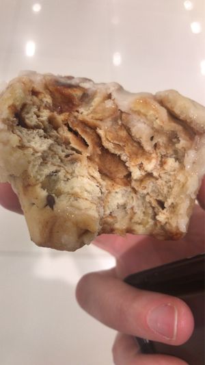 Half eaten cinnamon bun - delicious  at Veganerie - Siam Paragon in Bangkok