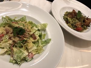 Vegan Ceacar Salad and Pasta Pesto at Veganerie - Siam Paragon in Bangkok
