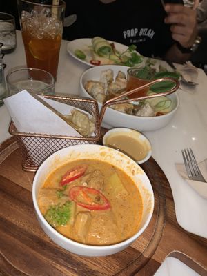 delicious vegan curry & springrolls at Veganerie - Siam Paragon in Bangkok