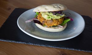 Bean Burger at The Hidden Olive in Plymouth