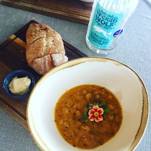 Soup and delicious fresh bread at The Hidden Olive in Plymouth