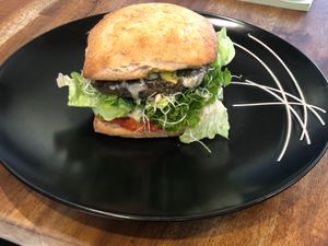 Deluxe Zen Burger..
 at Zens Kitchen Food Truck in Murchison