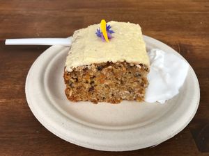 Carrot, Coconut, and Hazelnut Cake /w coconut yoghurt - $5 at Zens Kitchen Food Truck in Murchison