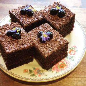 Organic chocolate & blueberry cake... at Zens Kitchen Food Truck in Murchison