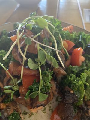 Vegan breaky bruschetta stack at Heart & Soul Wholefood Cafe in Grafton