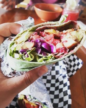 Wild Green Wrap (veganized version) at Max & Bee Juicery in Willemstad