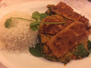 fried tofu and spinach at Namaste Nepal in Wiesbaden