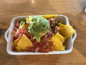 Nachos with vegan cheese at Ahimsa The Vegan Cafe in North West London