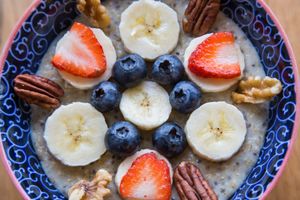 Coconut Milk Porridge with Chia seeds at Ahimsa The Vegan Cafe in North West London