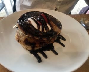 Amazing amazing pancakes  at Ahimsa The Vegan Cafe in North West London