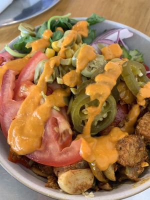 Jerk quorn bowl   at Ahimsa The Vegan Cafe in North West London