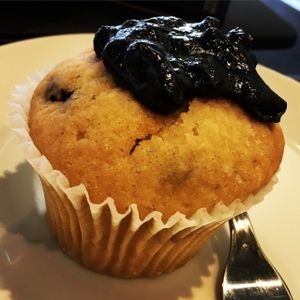 Blueberry muffin  at Ahimsa The Vegan Cafe in North West London