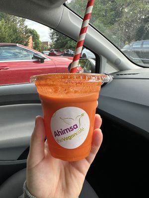 Apple, Carrot and Ginger juice   at Ahimsa The Vegan Cafe in North West London