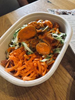 B’s medium rice bowl  at Ahimsa The Vegan Cafe in North West London