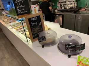 Salad bar at Ahimsa The Vegan Cafe in North West London