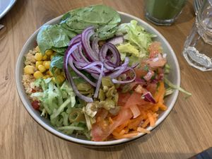 Health bowl at Ahimsa The Vegan Cafe in North West London