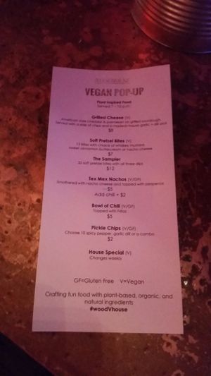 Continual menu  at Woodhouse in Columbus