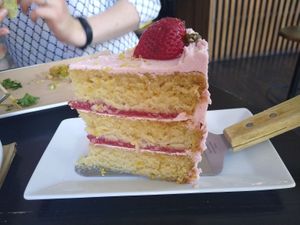 Strawberry lemonade cake at Woodhouse in Columbus