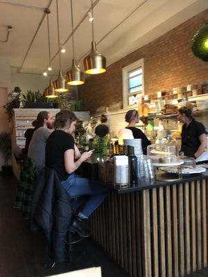 Kitchen and bar... more seating is available in their dining room. at Woodhouse in Columbus