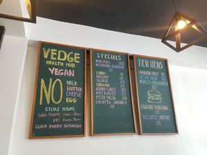 Menu board. They have more items on their full menu at Vedge Health Hub in Bacolod Negros Occidental