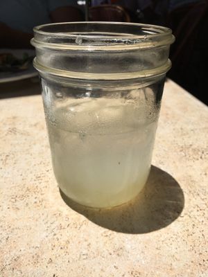 Fresh lemonade (all drinks are served in mason jars without straws?) at Nesmon Cafe in Sherman Oaks