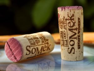 Corks at Somek Winery in Zikhron Yaakov