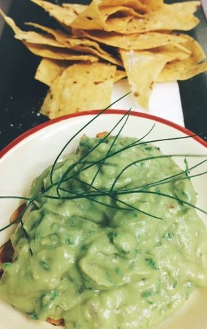 The best guacamole with home fried corn chips! at La Bodega in Whitianga