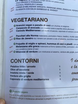 Menu Veg  at Gioia in Fano