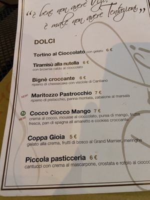 Menu Dolce Veg  at Gioia in Fano
